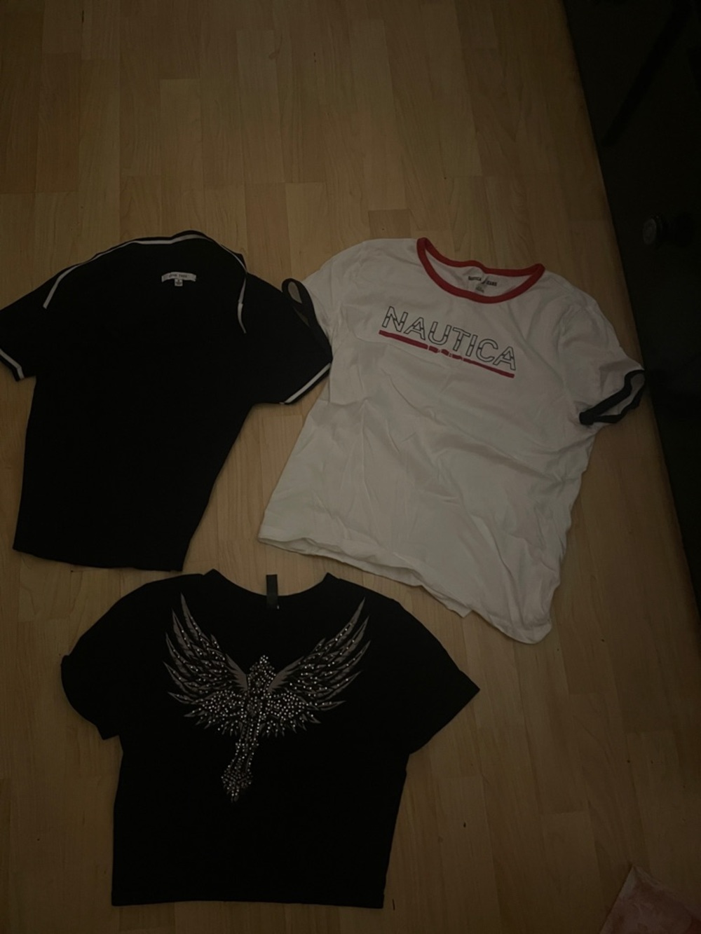 Nautica White Tee/love tree top/ cross with rhinestones 3 for 1 deal